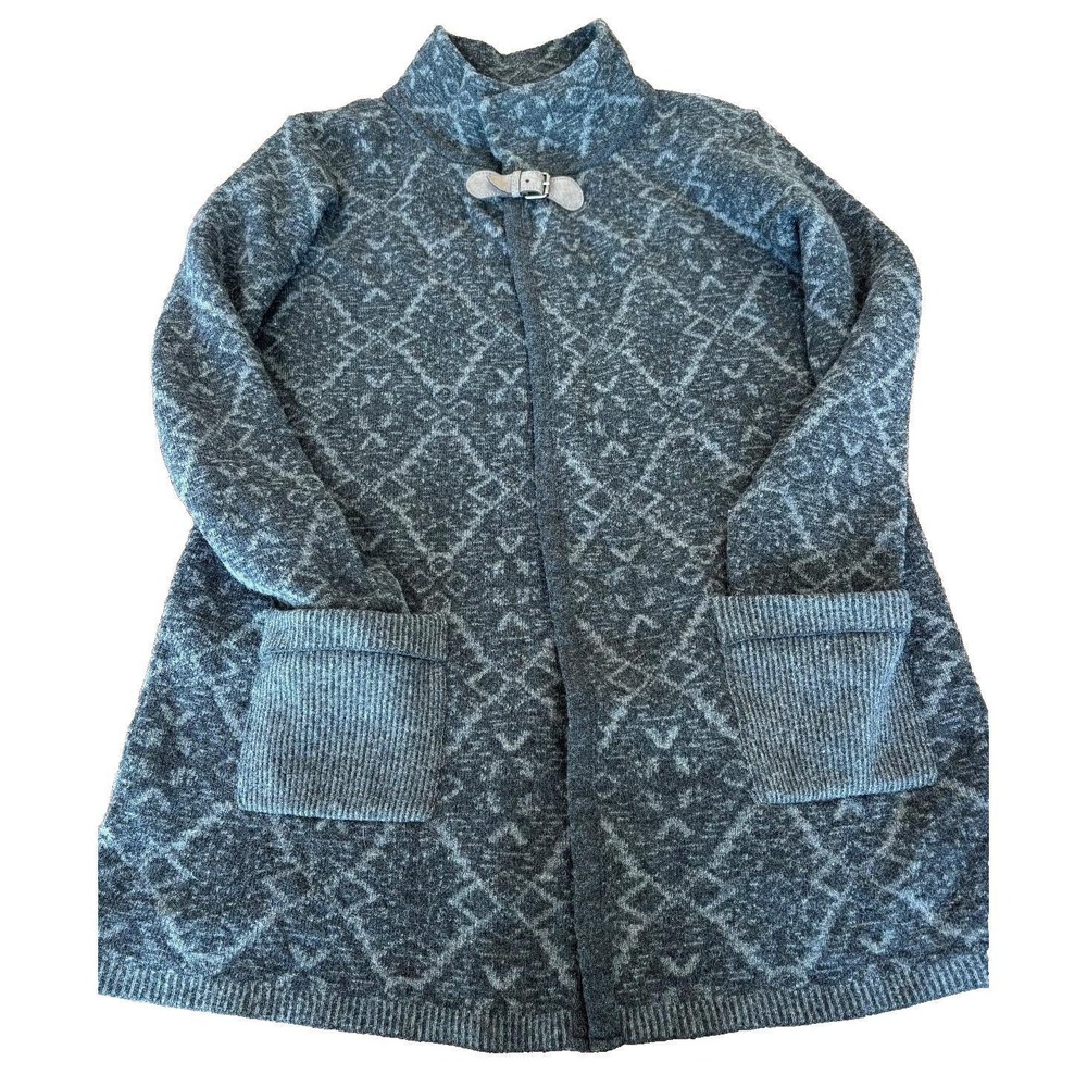Chiaramente Sweater Coat Womens Wool Blend Long length toggle geometric sz Large